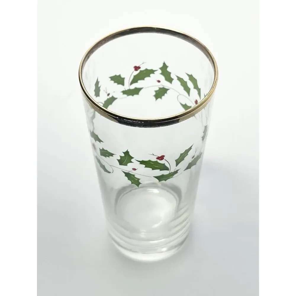 Lenox “Holiday” Set of 12 Tumbler Highball Glasses 6 1/4” 16oz Christmas Holly
